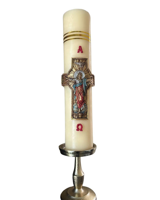 Divine Mercy Embossed Prayer Candle Artisanal 15"X3'– Catholic Prayer and Devotion Gift