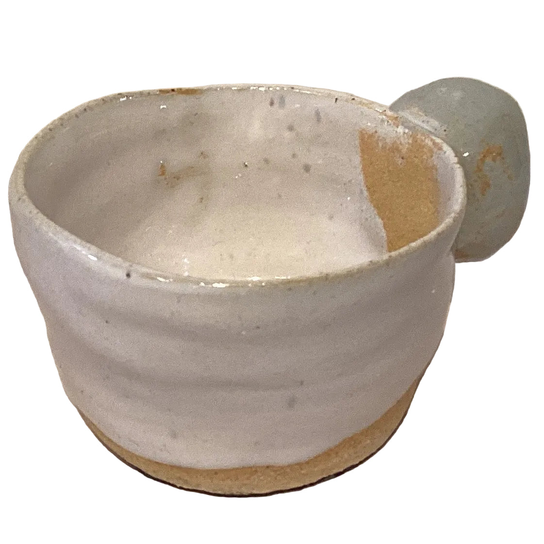 Handmade Mini Clay Catch-All Bowls 1.5 in - Assorted Styles, A- White and Blue handmade clay pottery from Ysleta Mission Gift