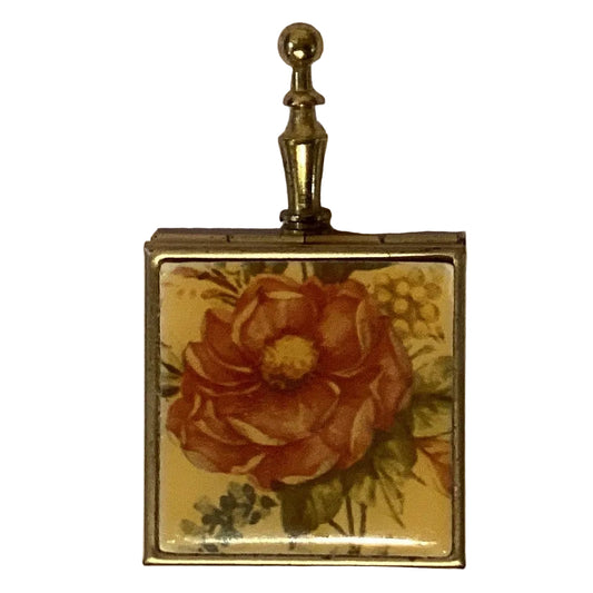 Vintage reusable 3-inch makeup compact with decorative design, from Ysleta Mission Gift Shop, ideal for home and garden decor.
