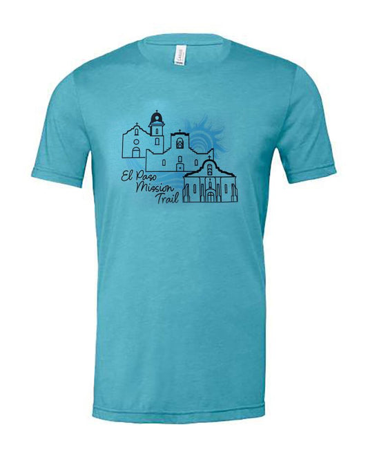 T-Shirts El Paso Mission Trail Unisex Heather Aqua  T-Shirt