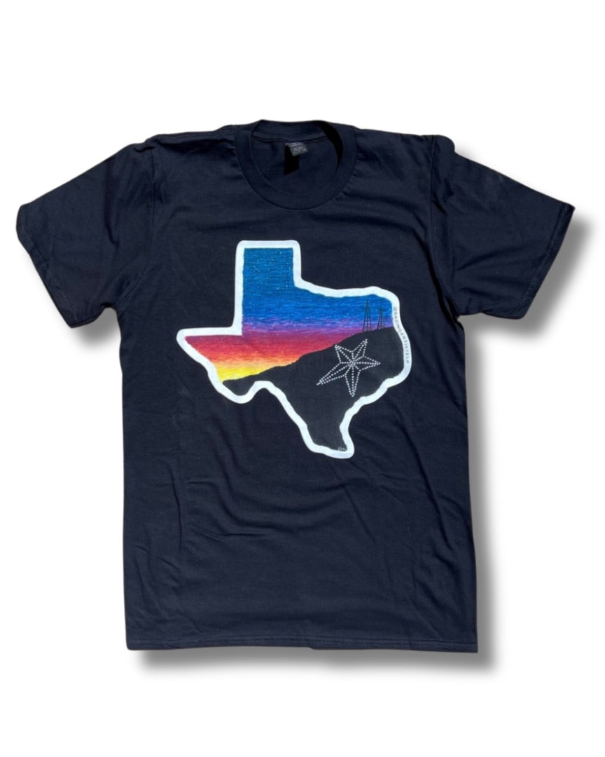 Small El Paso Sunset Texas T-shirt by Krystal Molina featuring vibrant sunset and cityscape design.