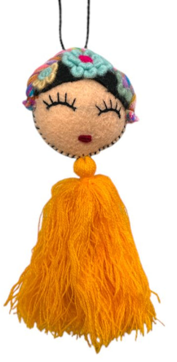 Embroidered Doll Charm – Traditional Mexican Folk Keychain or Decor