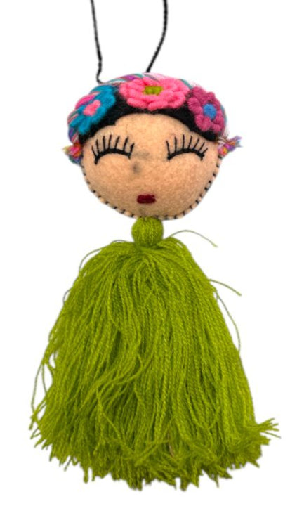 Embroidered Doll Charm – Traditional Mexican Folk Keychain or Decor