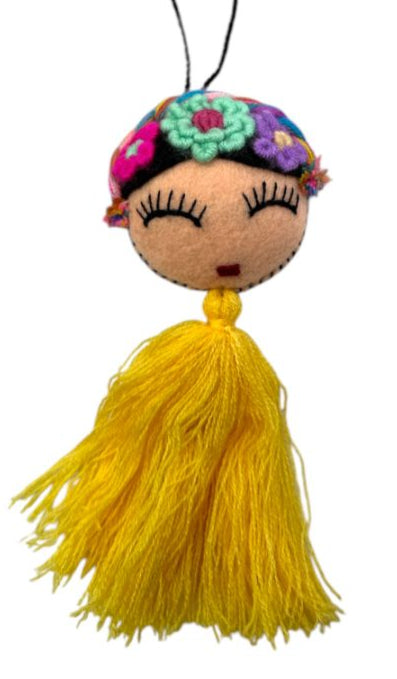 Embroidered Doll Charm – Traditional Mexican Folk Keychain or Decor