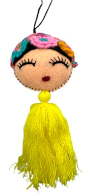 Embroidered Doll Charm – Traditional Mexican Folk Keychain or Decor