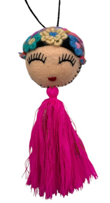 Embroidered Doll Charm – Traditional Mexican Folk Keychain or Decor