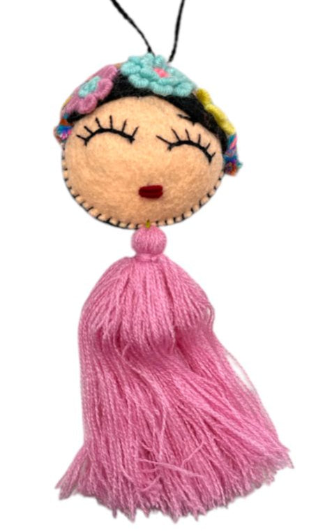 Embroidered Doll Charm – Traditional Mexican Folk Keychain or Decor