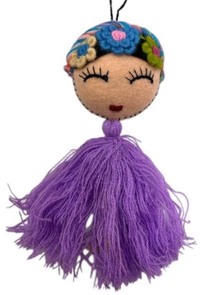 Embroidered Doll Charm – Traditional Mexican Folk Keychain or Decor
