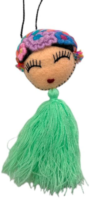 Embroidered Doll Charm – Traditional Mexican Folk Keychain or Decor