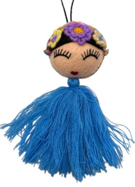 Embroidered Doll Charm – Traditional Mexican Folk Keychain or Decor