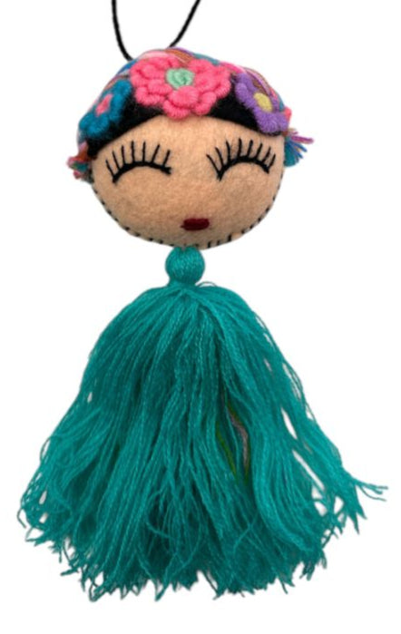 Embroidered Doll Charm – Traditional Mexican Folk Keychain or Decor
