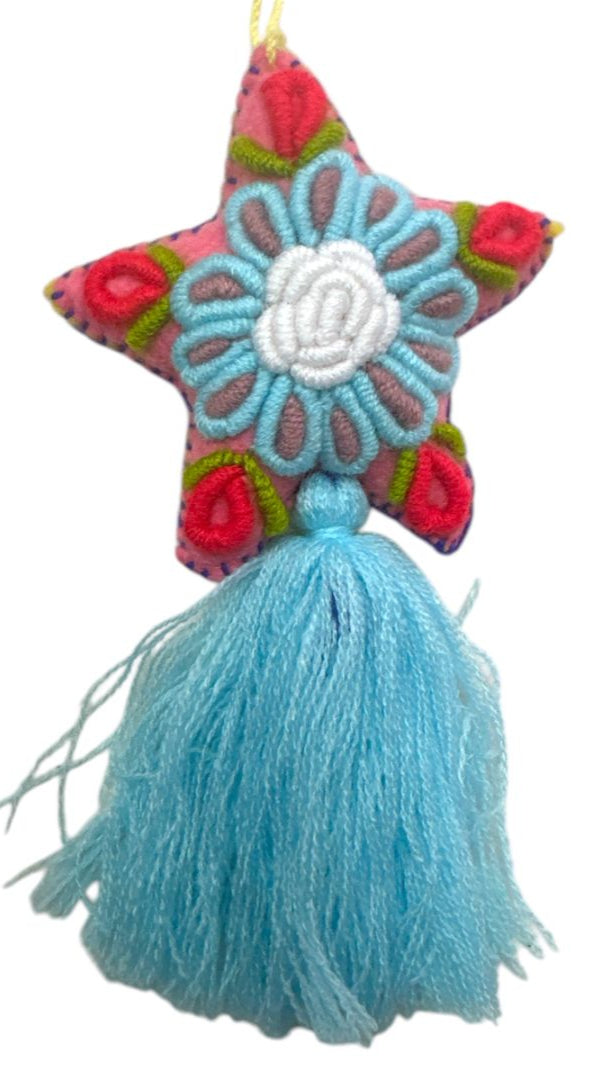 Embroidered Star Charm – Mexican Handmade Folk Art Accessory