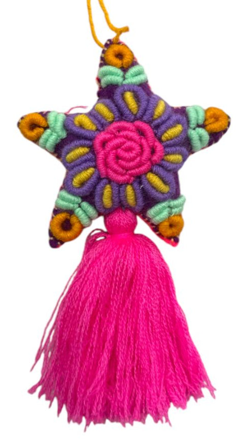 Embroidered Star Charm – Mexican Handmade Folk Art Accessory