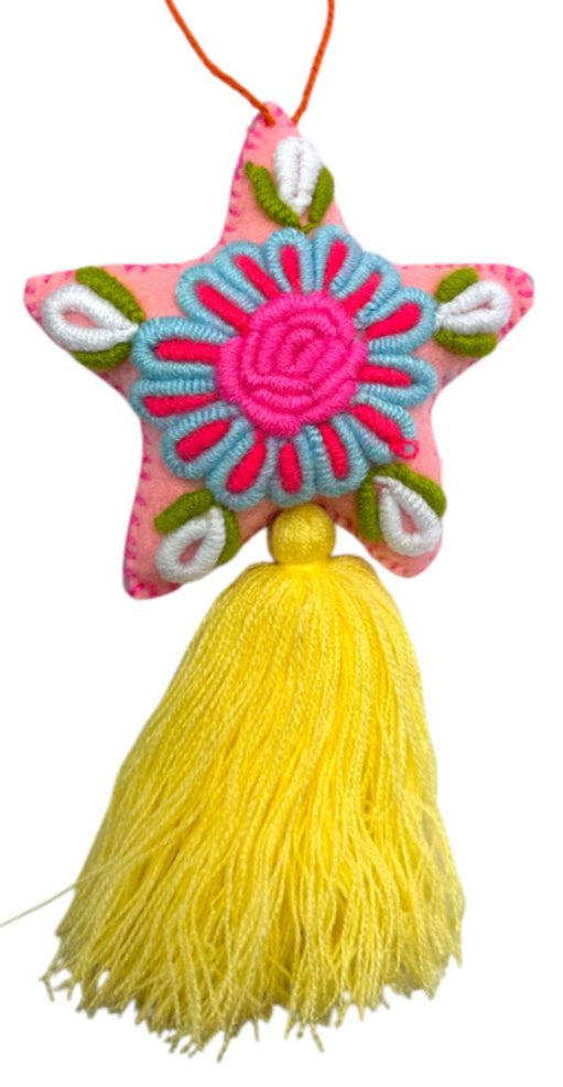 Embroidered Star Charm – Mexican Handmade Folk Art Accessory
