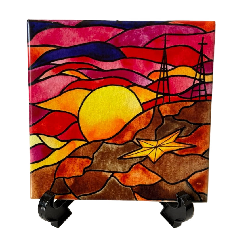 Eternal Sunset Ceramic Tile Art 6×6 – Fine Art Reproduction for Walls, Vibrant Color & Detail