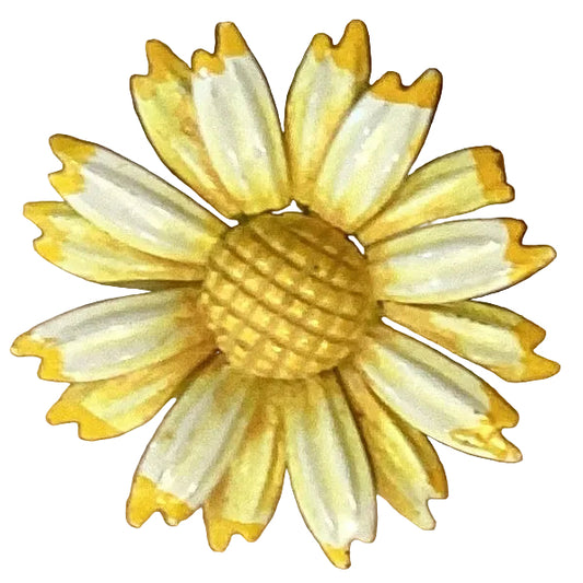 Bright yellow sunflower 2-inch Catholic brooch featuring Christian jewelry design, perfect for religious gift accessories.