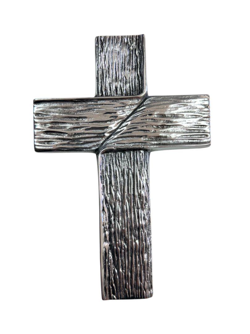 Large Handmade Pewter Cross with Silver Finish – Striking Religious Wall Decor - Ysleta Mission Gift Shop