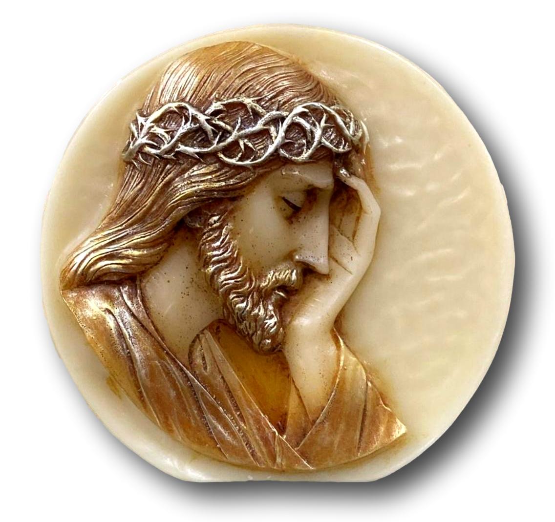 Face of Jesus Devotional Candle – Handcrafted Sacred Reflection | Vela Grande del Rostro de Cristo – Reflexión Sagrada Hecha a Mano