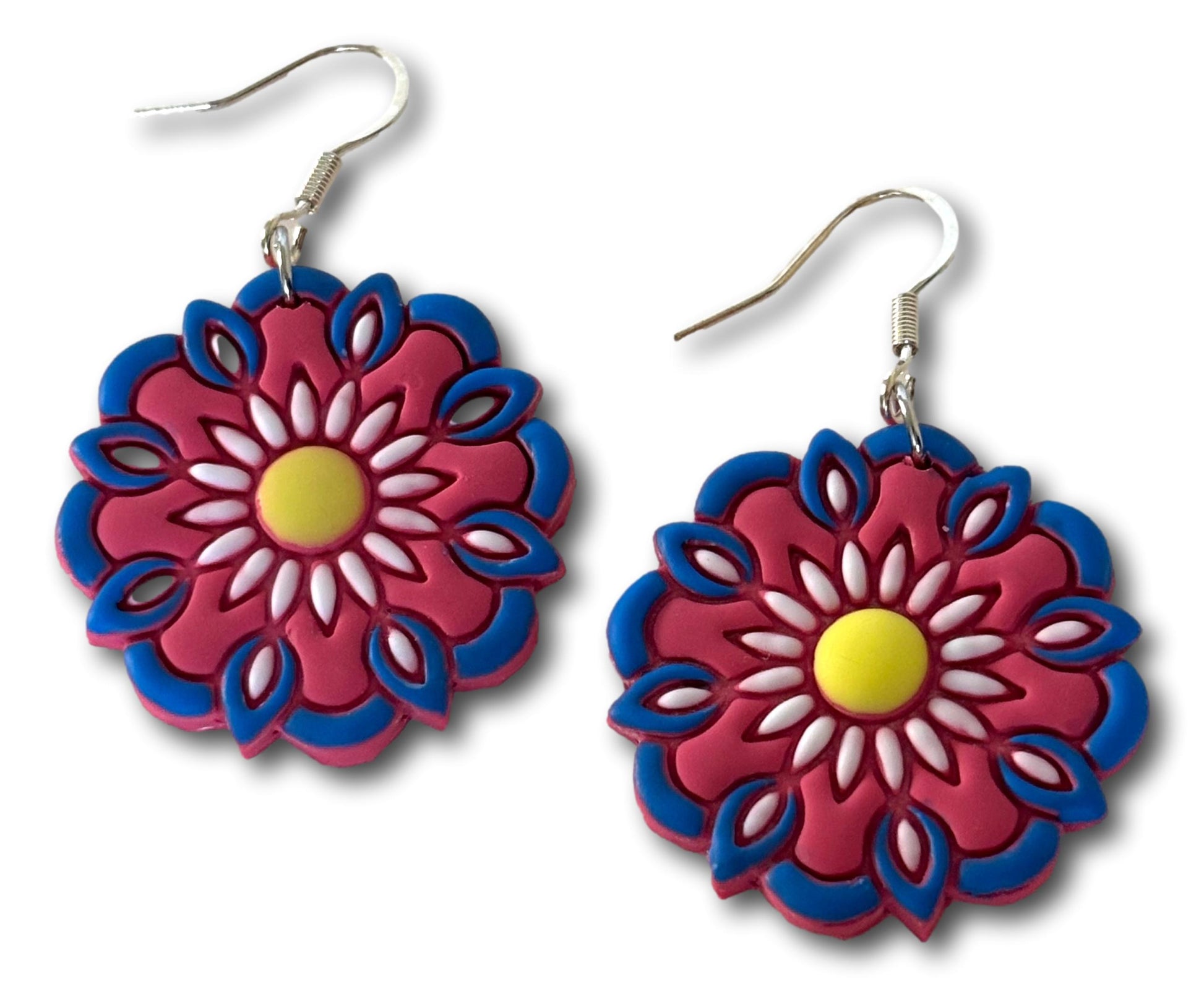 Fiesta Polymer Clay Dangle Earrings – 1"x1" with Stainless Steel Hooks