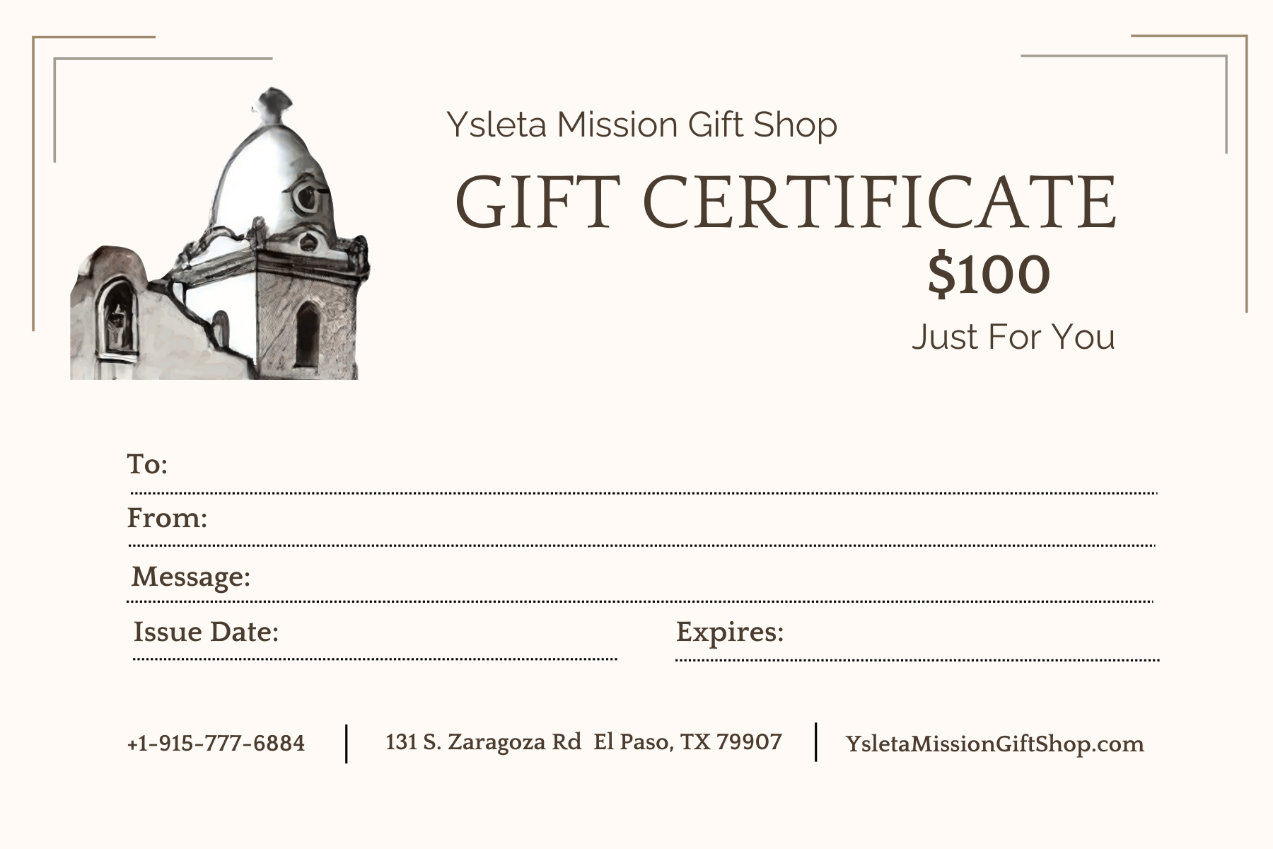 Gift Certificate – The Perfect Gift for Any Occasion | Ysleta Mission