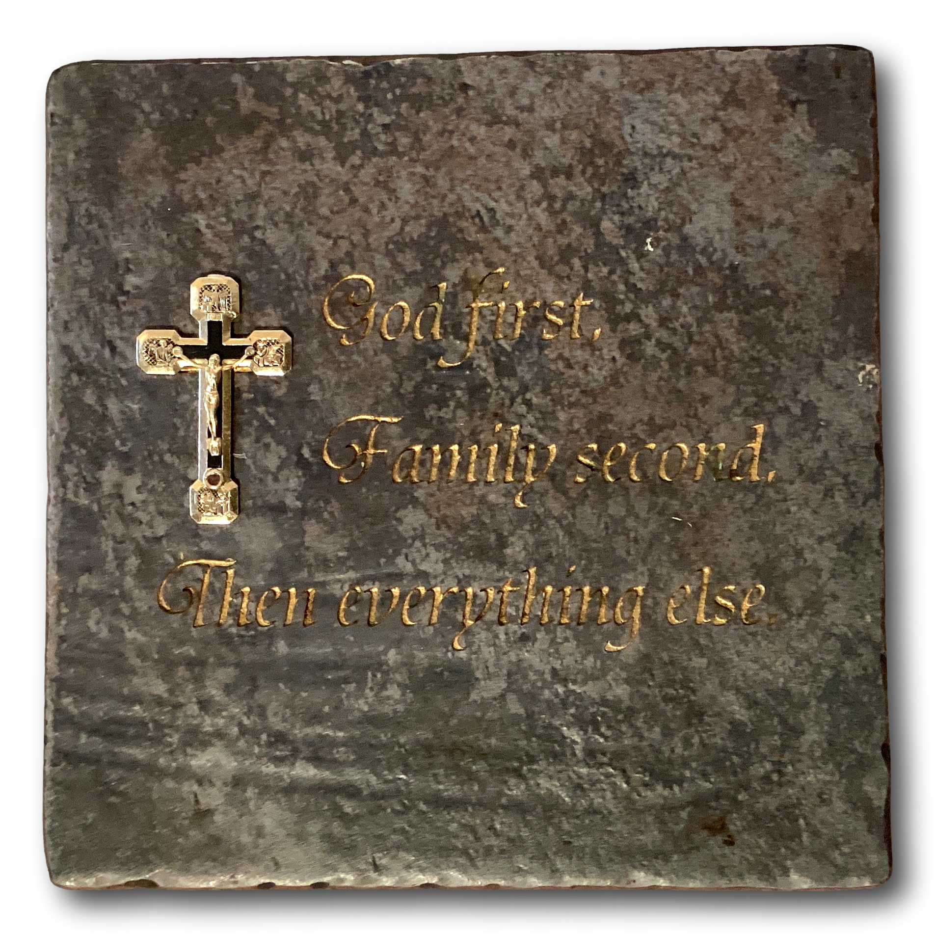 God First Family Second Then Everything Else Clay Tile – Christian Wall Decor