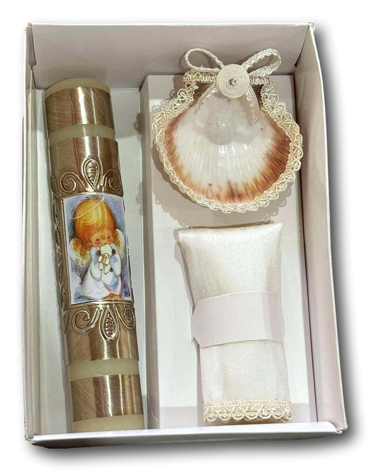 “Mi Bautizo” Candle Kit – Spanish Baptism Gift Set with Dove Cross Candle Shell & White Cloth