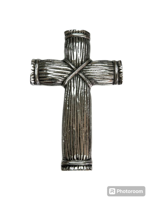 Large Handcrafted Pewter Cross with Silver Finish – Elegant Religious Wall Decor