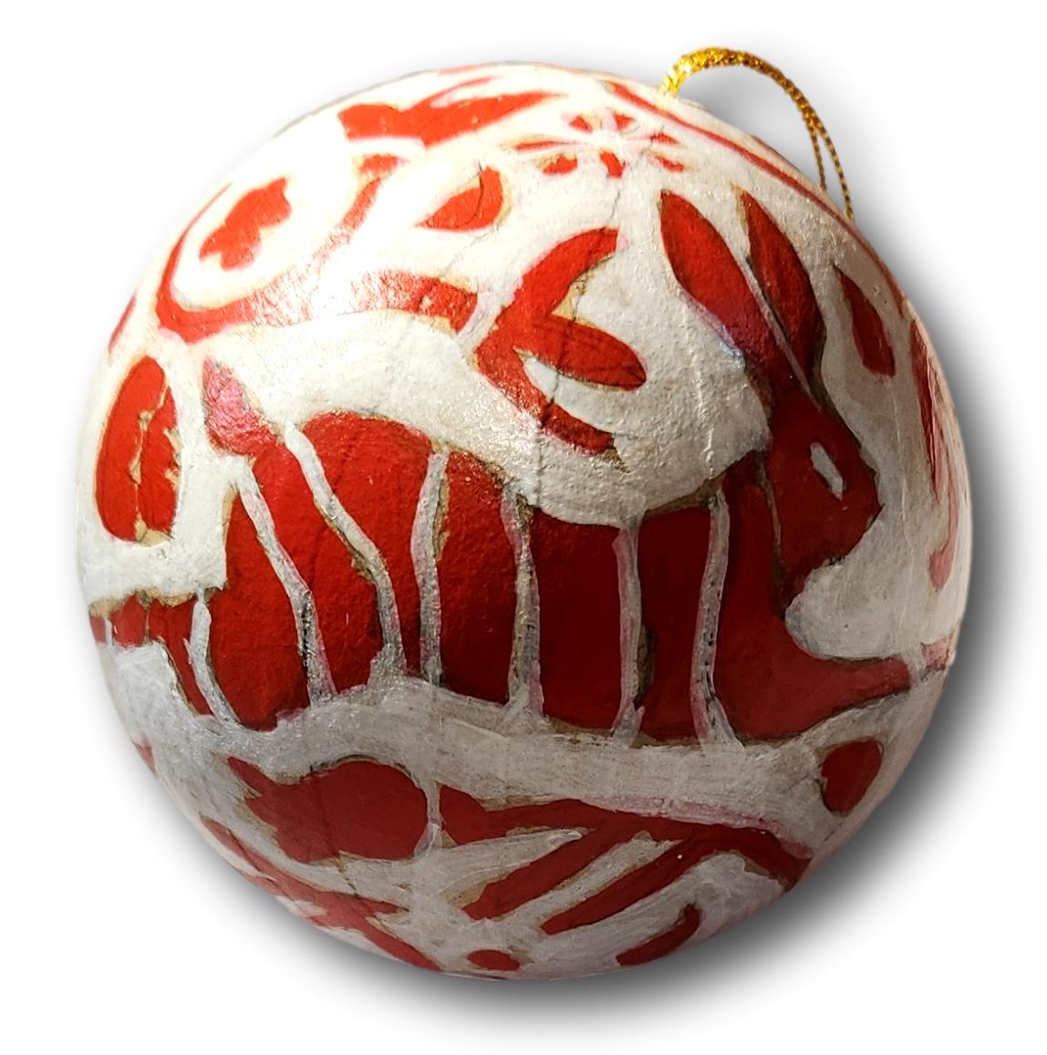 Hand-Painted Otomi Patterned Sphere Ornaments – Unique Holiday Decor