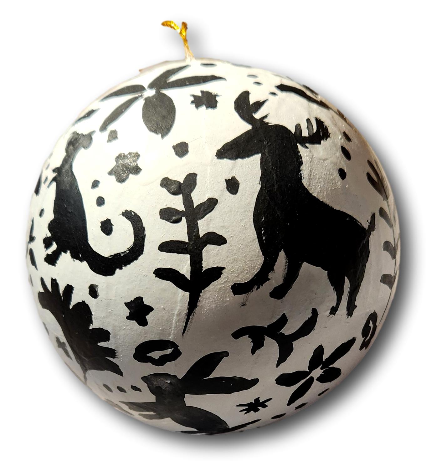 Hand-Painted Otomi Patterned Sphere Ornaments – Unique Holiday Decor