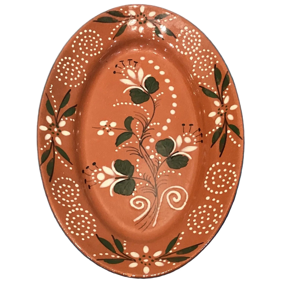 Decorative 18-inch Mexican-style clay serving plate with colorful traditional patterns, ideal for home and garden decor.