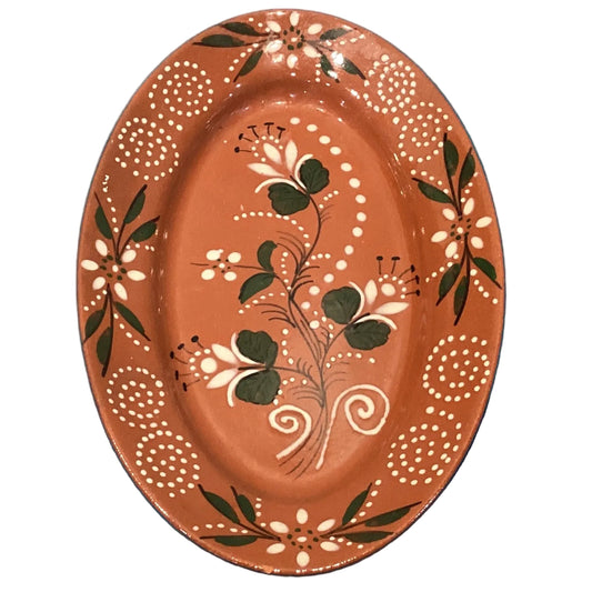 Decorative 18-inch Mexican-style clay serving plate with colorful traditional patterns, ideal for home and garden decor.