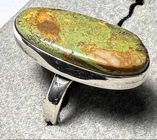 Handcrafted San Felipe NM Turquoise Ring – Sterling Silver – Size 7 – New Mexico Native Artisan by Ray Duck