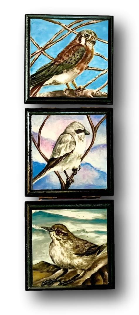 Handcrafted Bird-Themed Wooden Keepsake Box with Original Art Prints