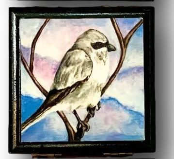 Handcrafted Bird-Themed Wooden Keepsake Box with Original Art Prints