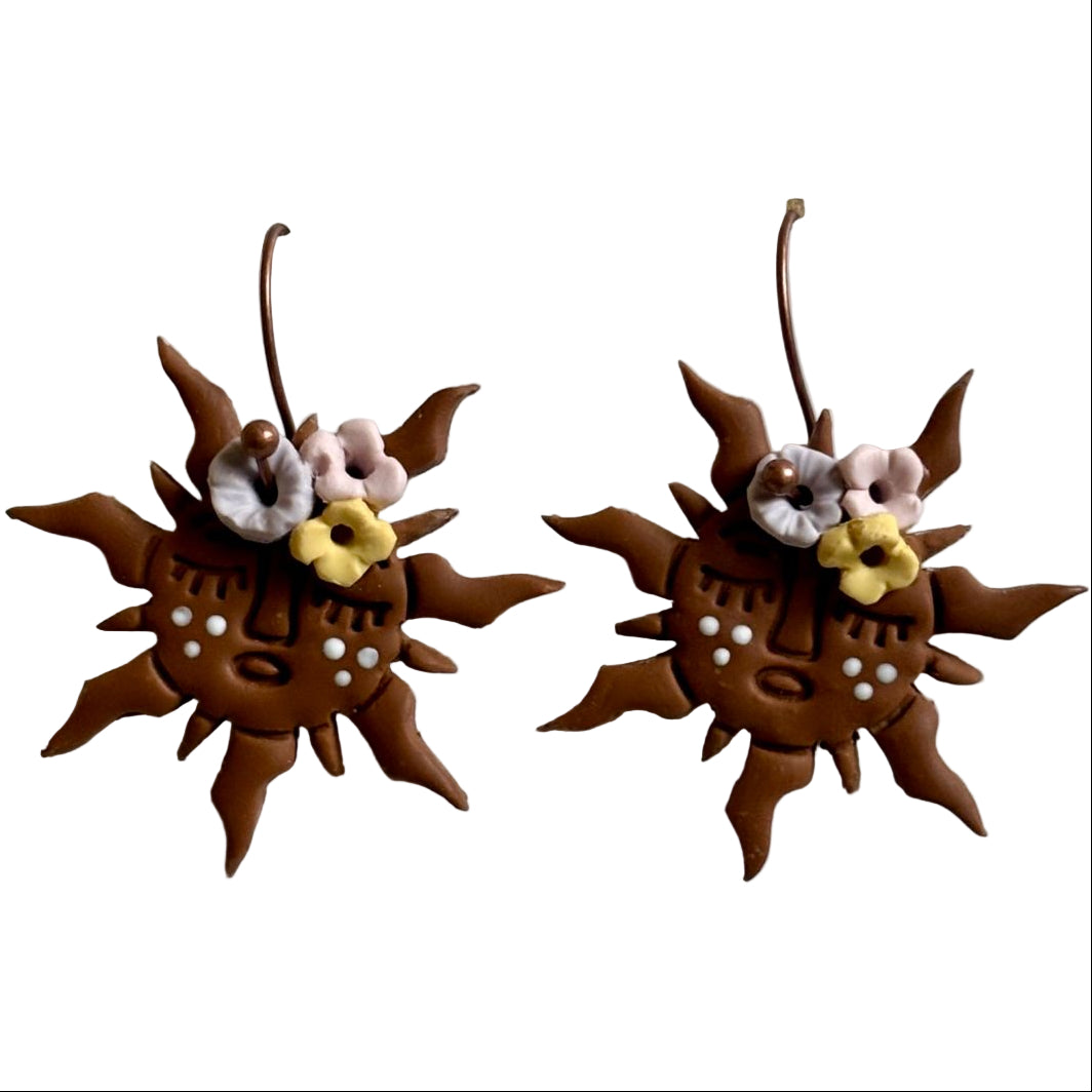 Handcrafted Clay Talavera Floral Dangle Earrings, Nickel-Free Hooks