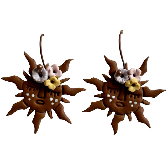 Handcrafted Clay Talavera Floral Dangle Earrings, Nickel-Free Hooks