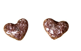 Handcrafted Crushed Glass Resin Heart Stud Earrings – Hypoallergenic Stainless Steel Posts