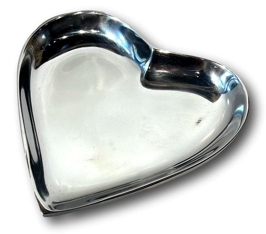 Heart-Shaped Pewter Tray – Keepsake or Jewelry Dish 5x4.5"