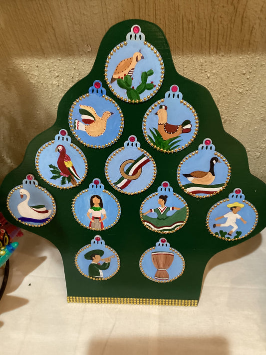 Ornamental Tree 12 days of Christmas Mexican Style Large Handcrafted