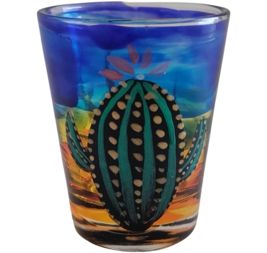 Shot Glass 1oz Desert Sky Cactus Motif 4