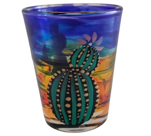 Shot Glass 1oz Desert Sky Cactus Motif 8