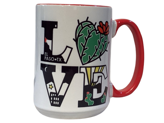 Coffee Mug LOVE Design Filled With El Paso Images