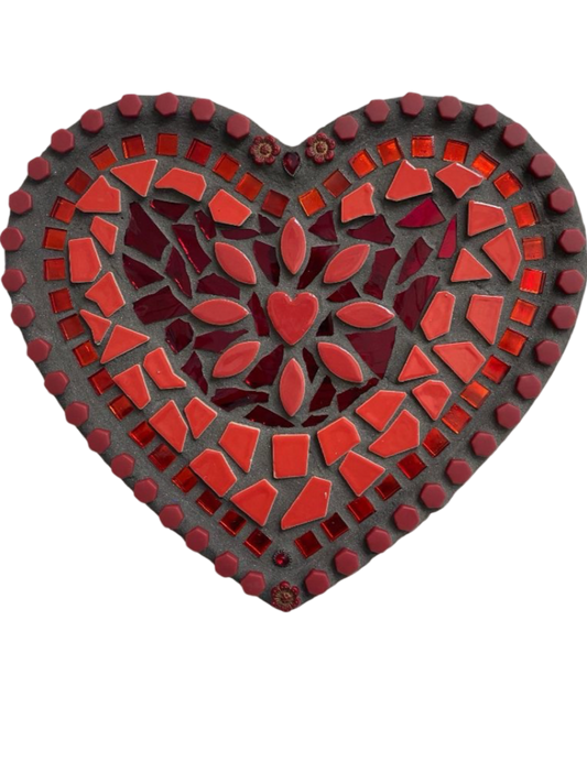 Heart Resin Mosaic Red Heart ood Backing 9"x10"
