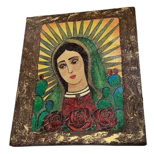 Retablo Wooden Tablet Our Lady of Guadalupe Rostro