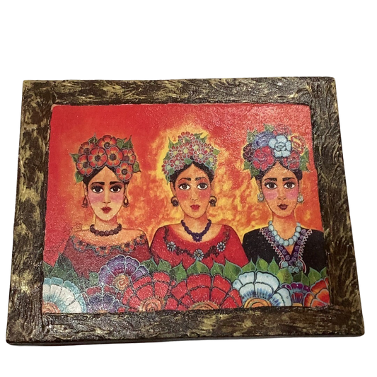 Retablo Wooden Tablet Marias Wood Backing 10x12 inches