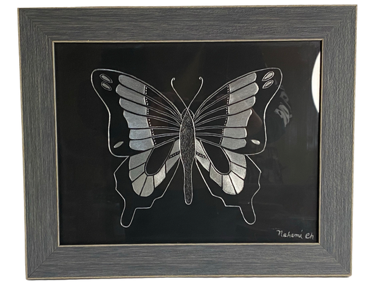 Original Butterfly 17x 14 Scratchboard Metal Art from Nohemi Chavez