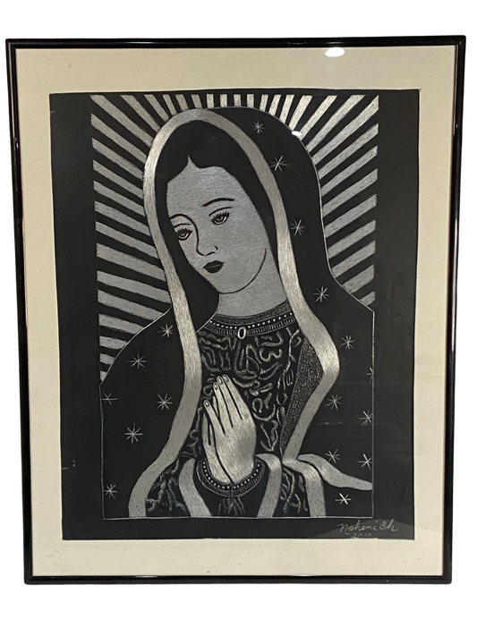 Original Virgin Guadalupe Scratchboard Metal Art 16 x 20 from Nohemi Chavez