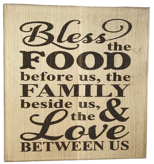 Plaque Prayer Food Blessing Maple Lasered Wood Lasered Wall Art 12 by 12 inches
