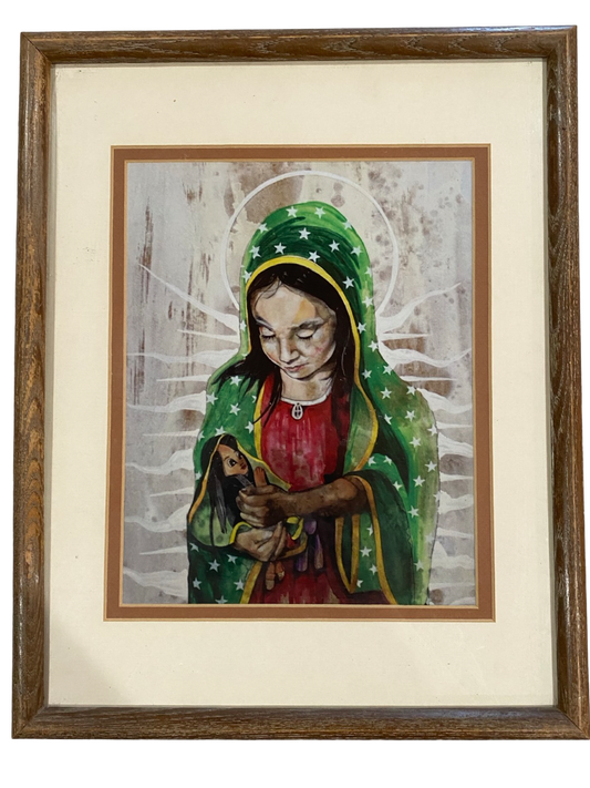 Original Art Print Child Like Faith Our Virgin Guadalupe Doll Framed