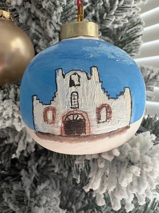 Socorro Mission 3D Oil on Ceramic Christmas Ornament